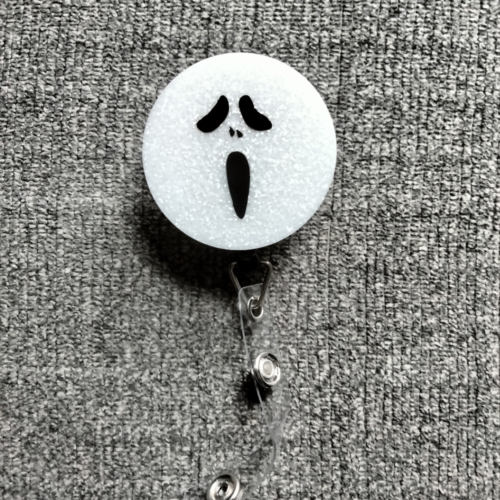 Ghost face retractable name badge reel ID holder
